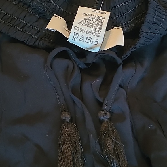 American Rag women's small smocked elastic waist, cuffs, crochet-trim soft pants - Picture 7 of 12